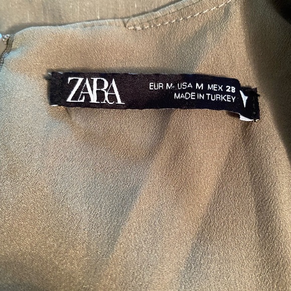 Zara Army Green Linen Blend Dress with Cutouts - Picture 7 of 7